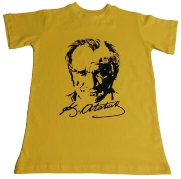 Atatürk Baskılı Tişört 10-11 Yaş - Sarı
