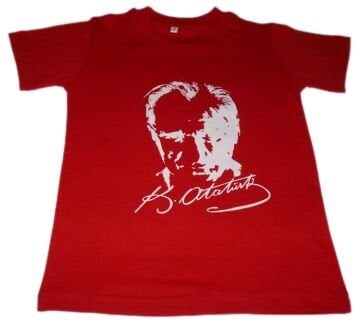 Atatürk Baskılı Tişört 12-13 Yaş - Kırmızı