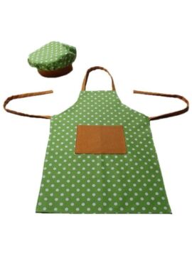 Aşçı Önlüğü ve Şapkası Puantiyeli 4-5 Yaş - Yeşil