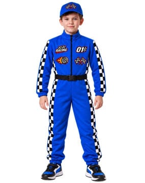 Formula Yarışçı Kostümü Çocuk Mavi