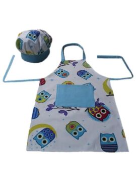 Aşçı Önlüğü ve Aşçı Şapkası Baykuş Desenli