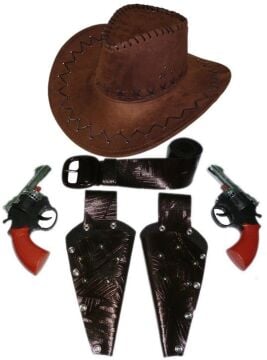 Kovboy Kostüm Set Lüks 6-7 Yaş - Kahverengi