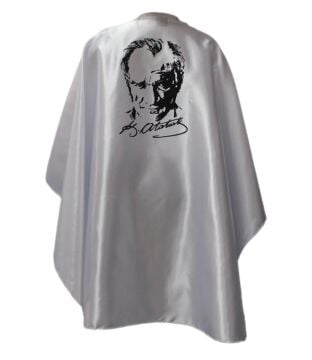 Atatürk Baskılı Pelerin 8 Numara (10 - 12 Yaş) Boy: 95 X Genişlik: 130 cm - Beyaz