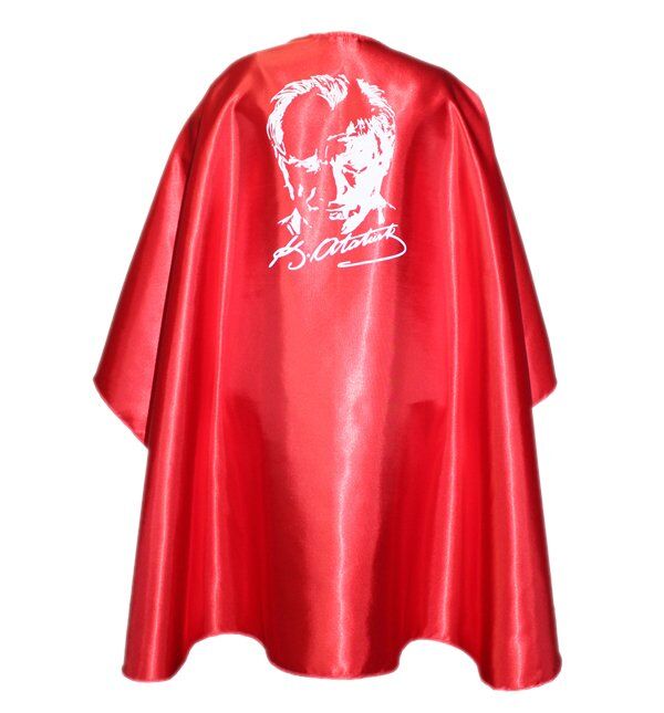 Atatürk Baskılı Pelerin 8 Numara (10 - 12 Yaş) Boy: 95 X Genişlik: 130 cm - Kırmızı