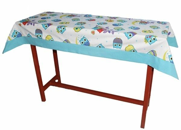 Baykuş Desenli Tek Kişilik Sıra Örtüsü (Pamuklu-Bantlı)