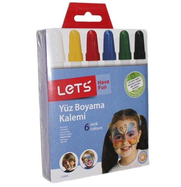 Let's 6 Renk Yüz Boyama Kalemi | Palyaço Yüz Boyası