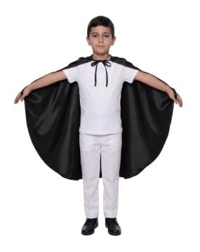 Oval Kesim Çocuk Gösteri Pelerini Siyah