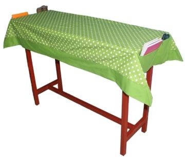 Puantiyeli Tek Kişilik Sıra Örtüsü Yeşil (Pamuklu-Bantlı-Cepli)