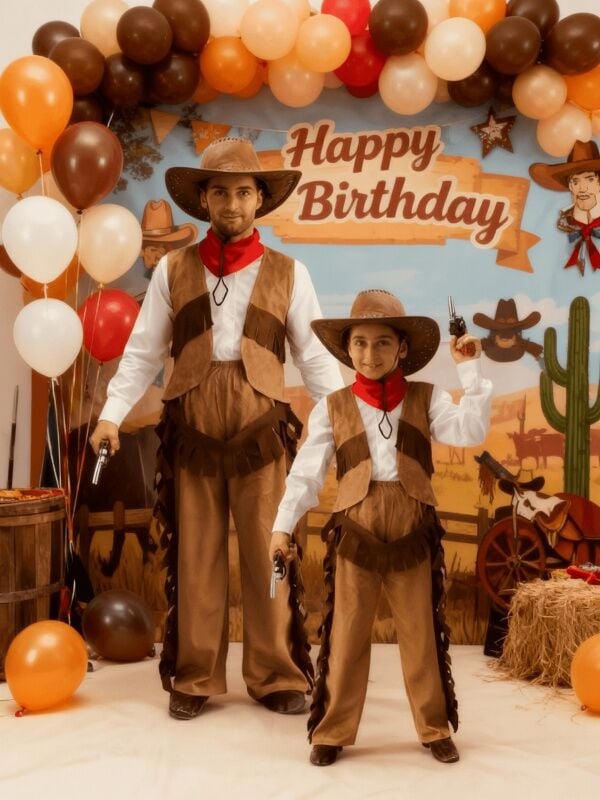 Baba Oğul Kombinli Kovboy Kostümü