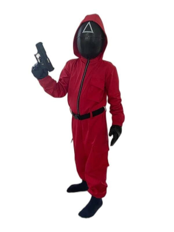 Squid Game Kostümü Üçgen | Üçgen Kalamar Oyunu Kostümü 10-11 Yaş