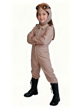 Sabiha Gökçen Kostümü Bej - 10-11 Yaş