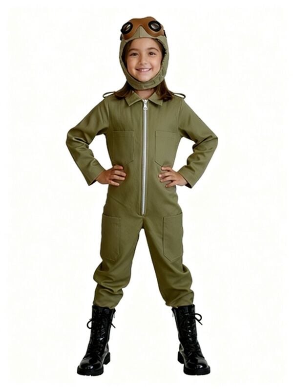 Sabiha Gökçen Kostümü Haki - 12-13 Yaş