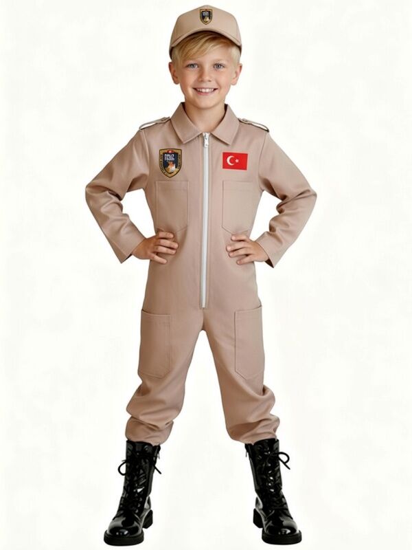 Savaş Uçağı Pilotu Kostümü Bej - 6-7 Yaş