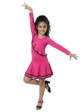 Latin Dans Kostümü Kız Pembe - 12-13 Yaş