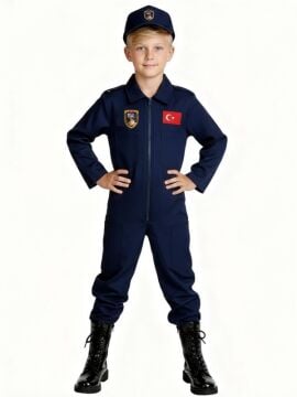 Savaş Uçağı Pilotu Kostümü Lacivert - 4-5 Yaş