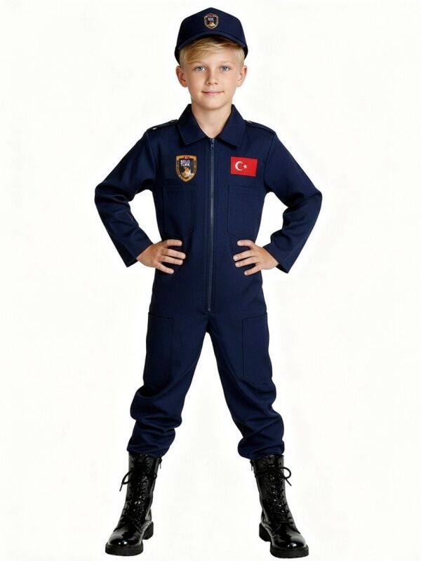 Savaş Uçağı Pilotu Kostümü Lacivert - 8-9 Yaş