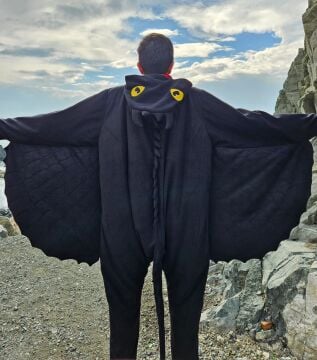 Dişsiz Ejderha Kostümü Yetişkin | Siyah Ejderha Pijama Tulum Kostüm