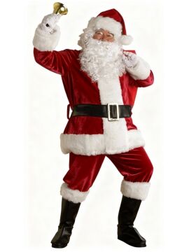Yetişkin Noel Baba Kostümü Lüks Kadife