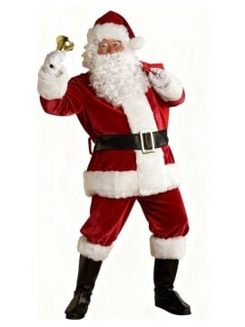 Yetişkin Noel Baba Kostümü Lüks Kadife