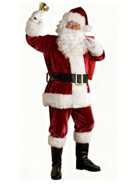 Yetişkin Noel Baba Kostümü Lüks Kadife