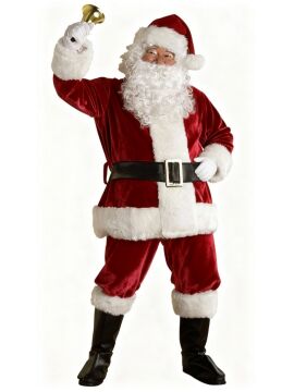 Yetişkin Noel Baba Kostümü Lüks Kadife