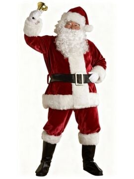 Yetişkin Noel Baba Kostümü Lüks Kadife