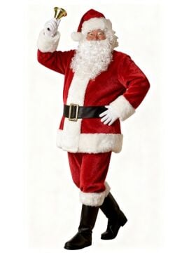 Yetişkin Noel Baba Kostümü Lüks Polar