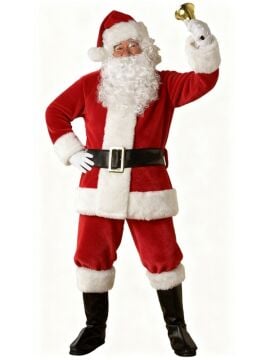 Yetişkin Noel Baba Kostümü Lüks Polar