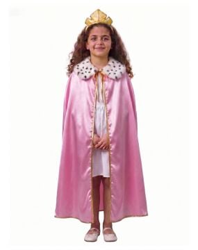Kraliçe Pelerini ve Tacı Çocuk Pembe