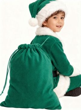 Yeşil Noel Baba Hediye Çuvalı Mini Boy (35X50 cm)