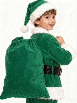 Yeşil Noel Baba Hediye Çuvalı Mini Boy (35X50 cm)