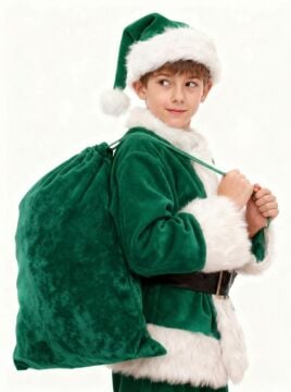 Yeşil Noel Baba Hediye Çuvalı Orta Boy (60X90 cm)