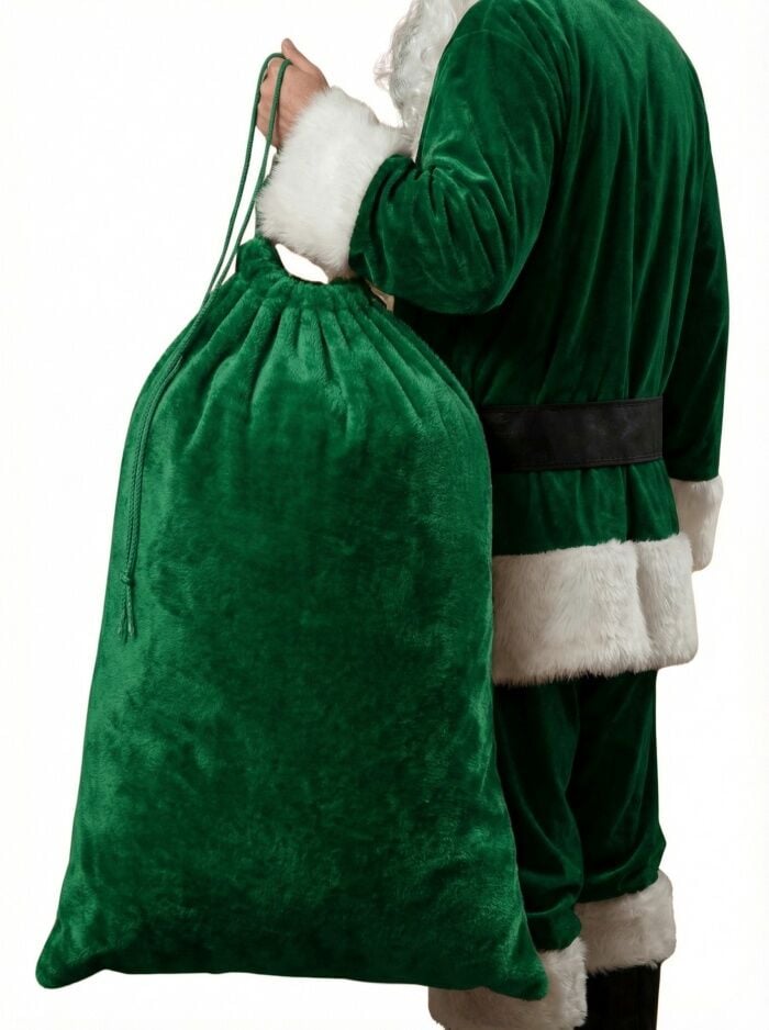 Yeşil Noel Baba Hediye Çuvalı Büyük Boy (70X100 cm)