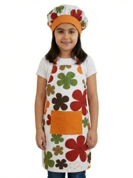 Aşçı Önlüğü ve Aşçı Şapkası Papatya Desenli