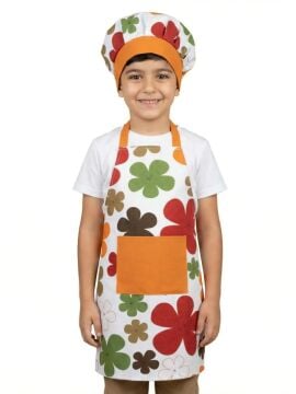 Aşçı Önlüğü ve Aşçı Şapkası Papatya Desenli