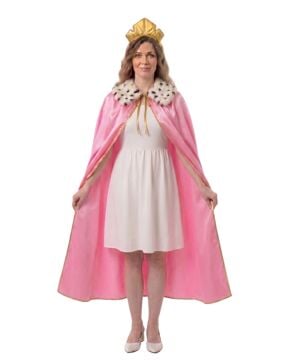 Kraliçe Pelerini ve Tacı Yetişkin Pembe