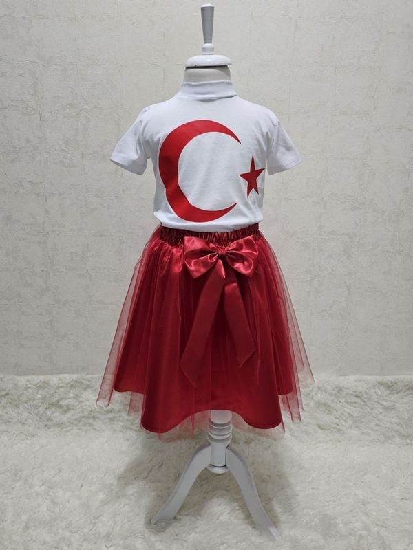 Ay Yıldızlı Tişört Kırmızı Tütü Etek Takım 10-11 Yaş