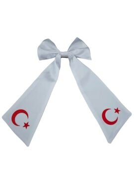 Ay Yıldızlı Fiyonklu Beyaz Saç Tokası