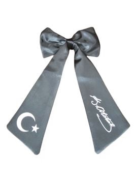Ay Yıldız Atatürk İmzalı Fiyonklu Siyah Saç Tokası