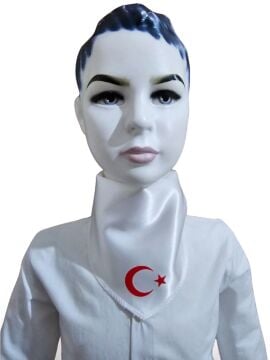 Ay Yıldızlı Fular Beyaz