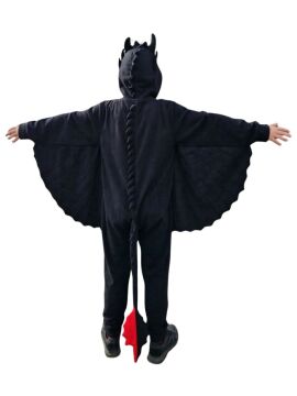 Dişsiz Ejderha Kostümü | Siyah Ejderha Pijama Tulum Kostüm