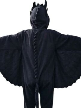 Dişsiz Ejderha Kostümü | Siyah Ejderha Pijama Tulum Kostüm