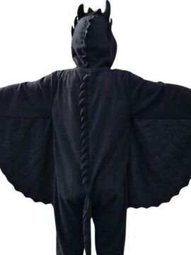 Dişsiz Ejderha Kostümü | Siyah Ejderha Pijama Tulum Kostüm