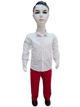 Kırmızı pantolon Beyaz Gömlek Takım