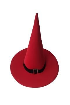 Halloween Cadı Şapkası Toka Detaylı Kırmızı