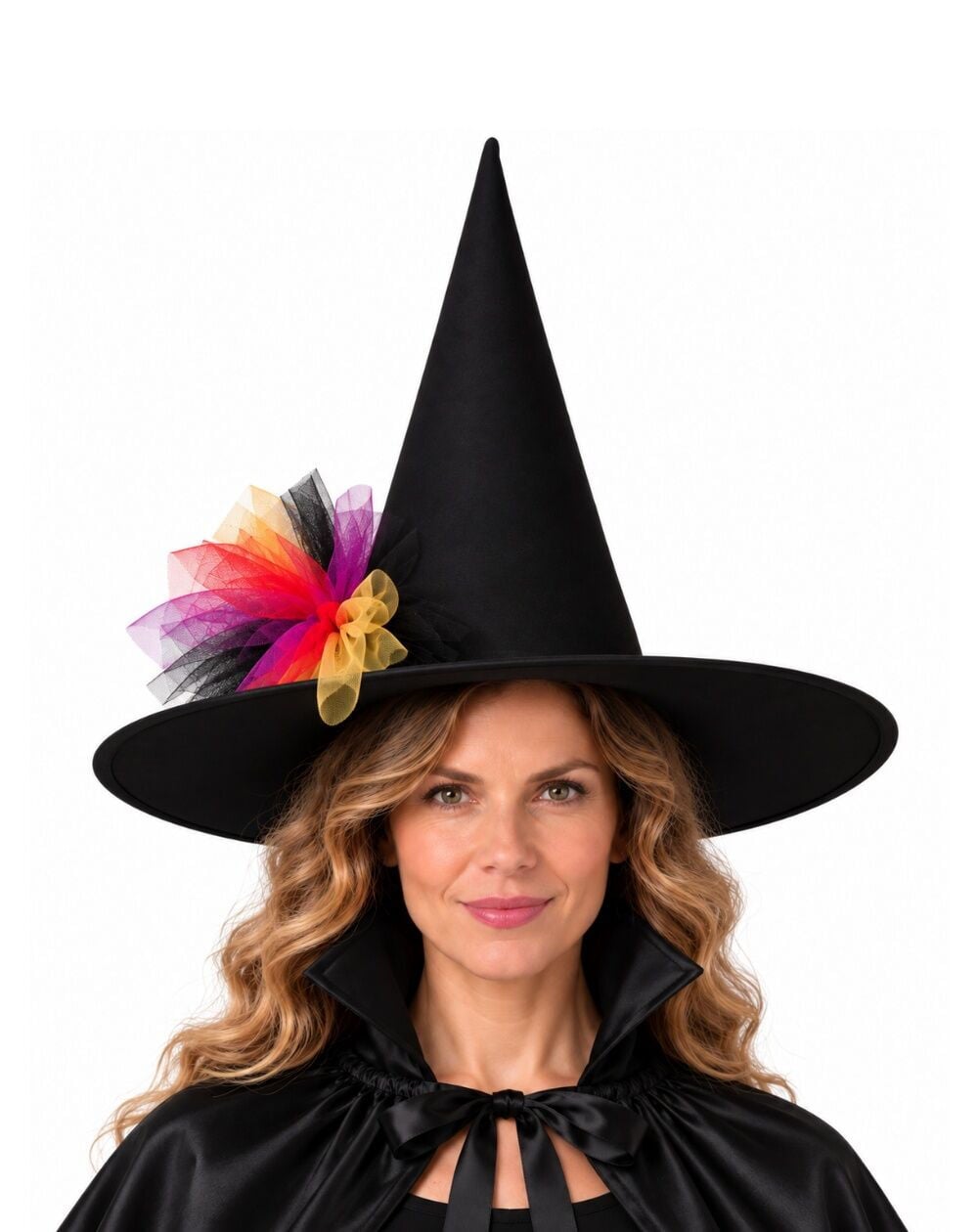 Halloween Cadı Şapkası Tül Detaylı Yetişkin