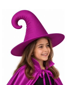 Halloween Cadı Şapkası Bükümlü Mor