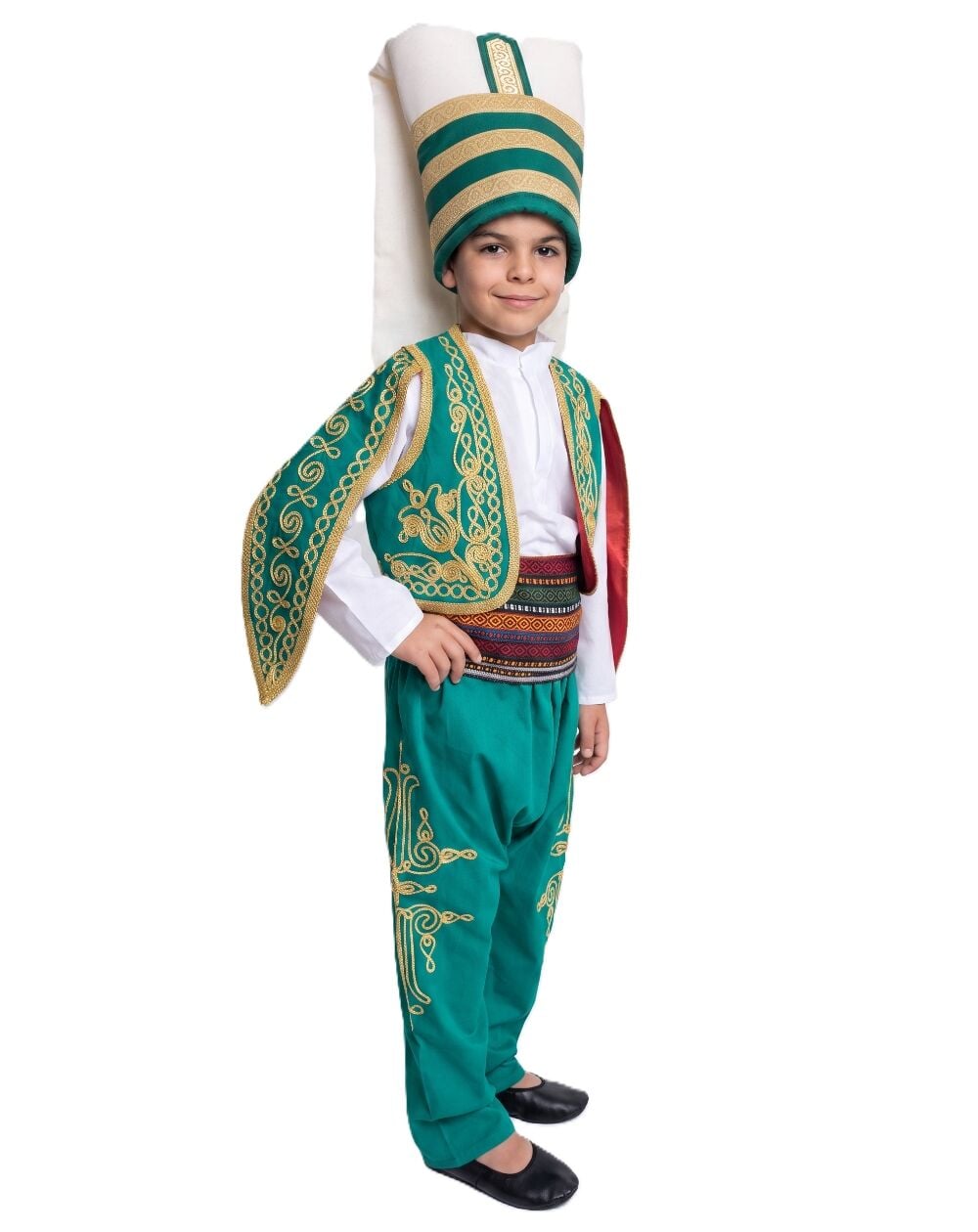 Yeniçeri Kostümü Çocuk Yeşil - 11-13 Yaş