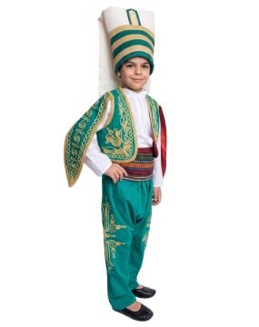 Yeniçeri Kostümü Çocuk Yeşil - 11-13 Yaş