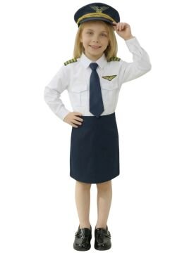 Uzun Kol Gömlekli Apoletli Kız Pilot Kostümü